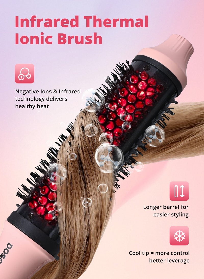 دوشر فرشاة تصفيف الشعر بالأشعة تحت الحمراء والأيونات السالبة، فرشاة فرد للشعر الجاف بحجم 38 مم، لتصفيف الشعر الأملس واللامع، حتى 230° مئوية، فولتية عالمية - Image 2